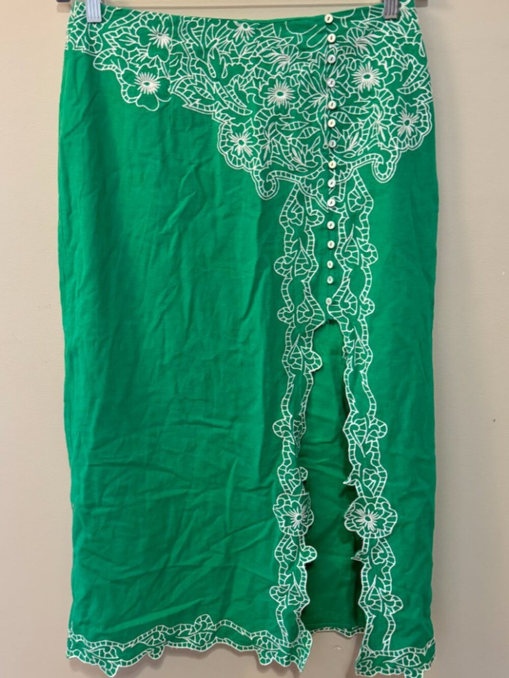 Love the Label Green Lace Pattern Midi Length Skirt